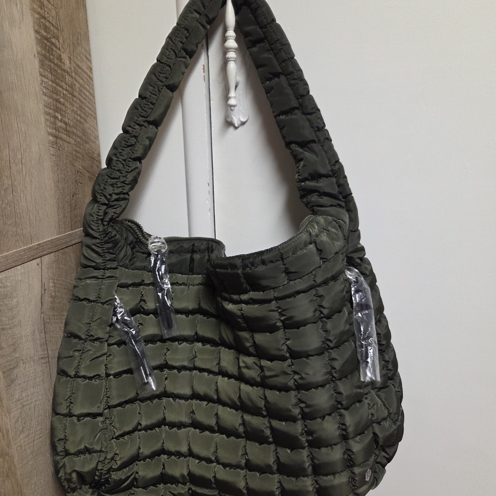 Free People Quilted Carryall Bag – Army Green – NWOT